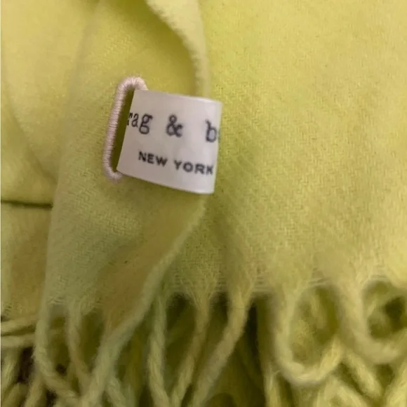 Rag and Bone Lime Oversized Plush Classic Wool Scarf w/ Fringe -74”x28” - Picture 2 of 4